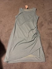 Teal Sleeveless Sheath Dress Tulip Hem Size L Large New