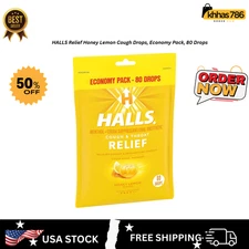 HALLS Relief Honey Lemon Cough Drops, Economy Pack, 80 Drops