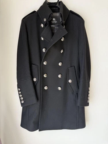 Cappotto Burberry Black Label Napoleon trench lana cashmere da uomo taglia XS originale