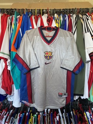 BARCELONA 1998 2001 AWAY FOOTBALL SHIRT SOCCER JERSEY NIKE sz S
