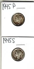 1945 P & S Mercury Head Dime Lot/2 Very good condition Ungraded 1 Day Shipping