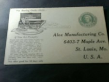 RARE 1926 POSTCARD AD ALOX SHOE-LACE CABINET VALET SAFETY RAZOR ST. LOUIS MO.