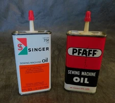 Vintage / Collectible pair of Singer & Pfaff Sewing Machine Oil Cans Handy Oiler
