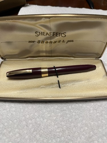 Vintage Sheaffers New Snorkel Pen Fountain Burgundy 14k Nib In Case Partial Set