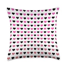 Coquette Aesthetic Cute Ditsy Hearts Throw Pillow Feminine Pink Cushion Cover