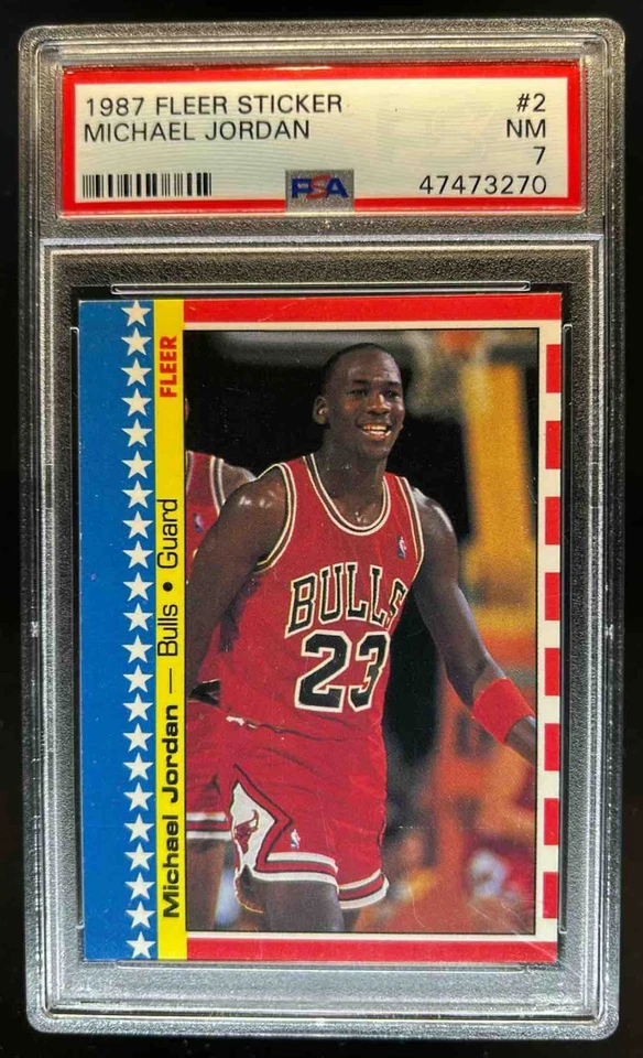 Pegatinas Fleer Michael Jordan 1987-88 #2 Bulls PSA 7