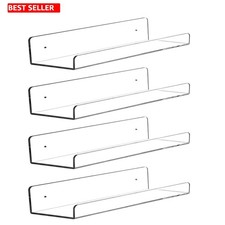 5MM Thick Wall-Mounted Floating Shelves - Set of 4 for Stylish Home Organization
