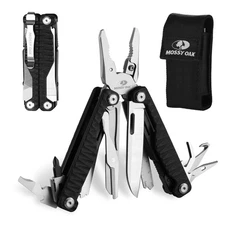 FLISSA 17-in-1 Stainless Steel Multitool Pliers Folding Pocket Knife with Sheath