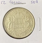 1952 Canada 50 Cents Half Dollar 0.8000 Silver ASW 0.3 Oz Free Ship