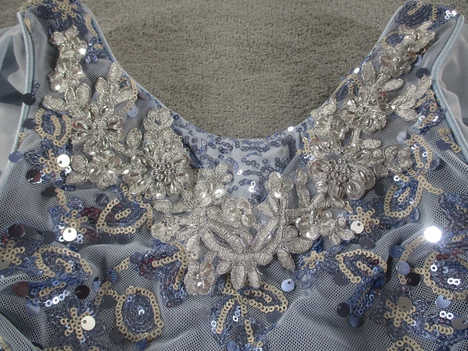 Vestido de Baile Weissman Niñas Mediano Azul Lentejuelas Ballet Disfraz Tutú Brillo Floral Foto 4 de 4