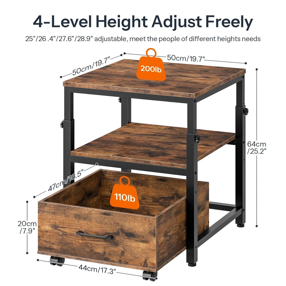 Mini Fridge Stand with Storage Basket, Height-Adjustable Mini Fridge Cabinet,... - Image 3 of 4