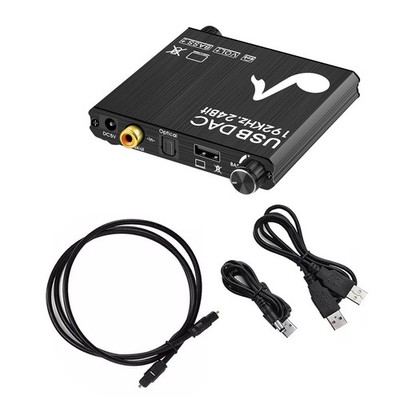 Black Optical Digital To Analog Audio Converter 192KHz DAC Converter Accessories