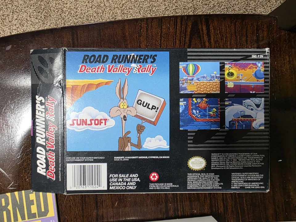 Road Runner's Death Valley Rally (SNES, 1992) CIB w/Manual Tested/Working! - Image 2 of 3