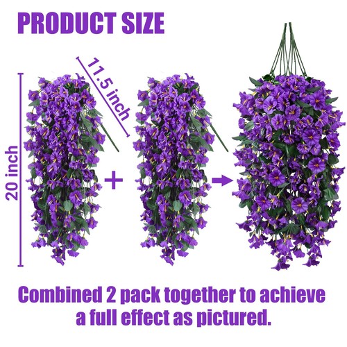 Artificial Fake Hanging Flowers Plants for Outdoor Outside Spring Summer Deco - Picture 2 of 7