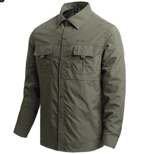 Mens Quick Dry Long Sleeve Shirts Breathable Hiking Work Military Army Shirt Top - Picture 21 of 38