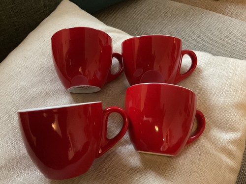 Set x 4 Vintage Lavazza Stile Rot Kaffeetassen