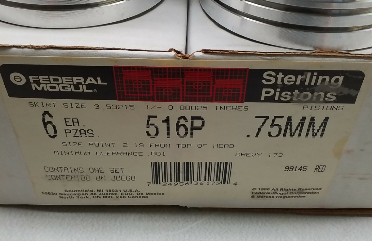 516P Federal Mogul Automotive Piston Set .75mm 6 Pistons 516P eBay