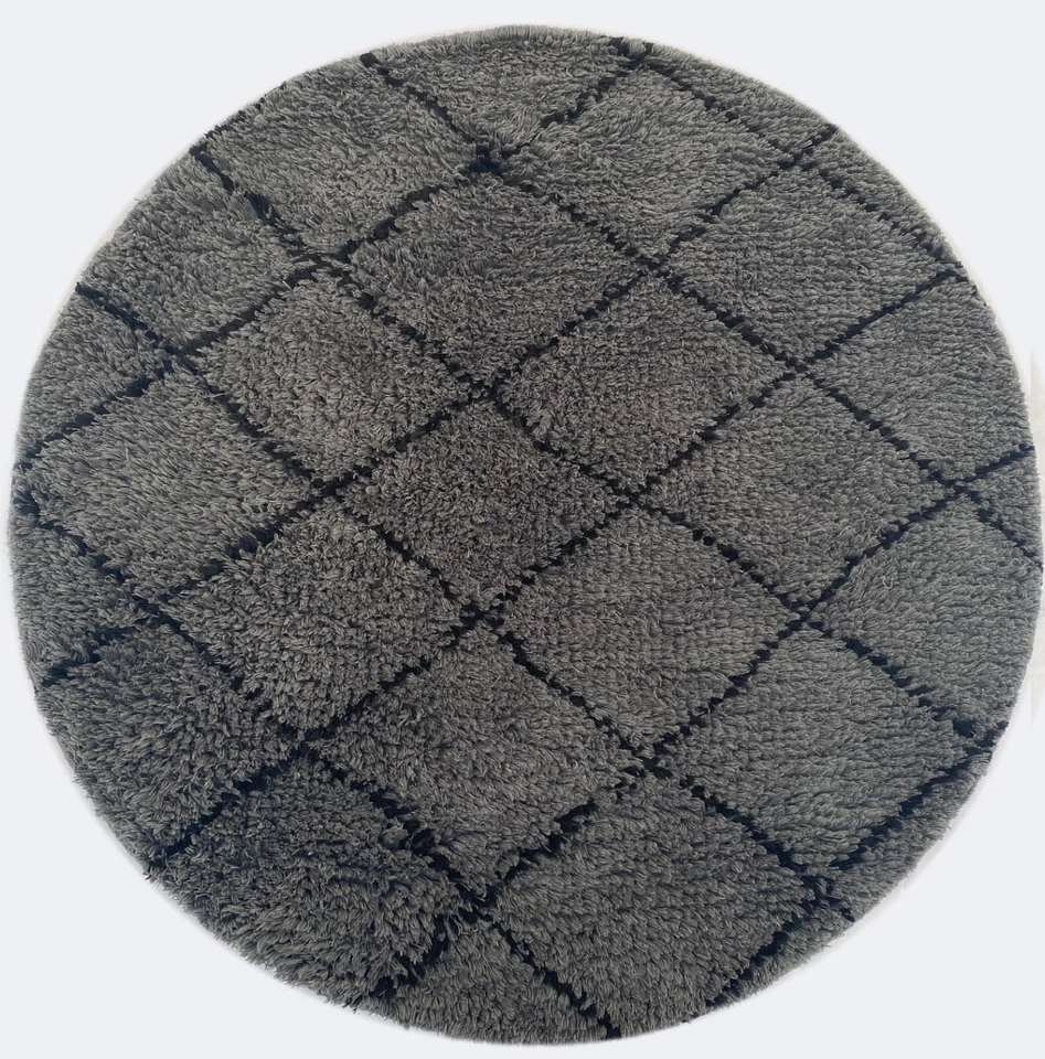 Shaggy Teppich Morocco Berber 100% Wolle Grau Anthrazit Handgefertigter BM6 - Bild 2 von 4