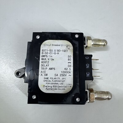 BSB B3T1-50.0/80-1Q01 B-D2-C1-G-H 50A 80V Single Pole Bullet Circuit Breaker 
