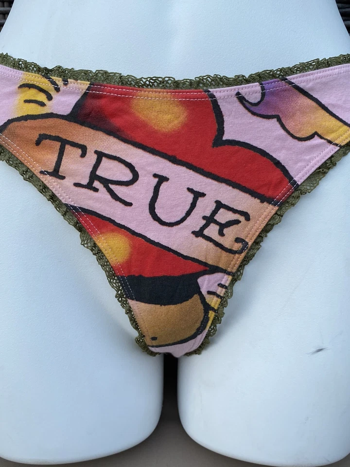 Tanga Ed Hardy Talla GRANDE ROSA Color Con "VERDADERO" AMOR Rojo CORAZÓN Logo íntimo Foto 2 de 4