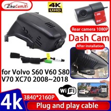 Plug and Play 4K Wifi Dash Cam Camera for Volvo S60 V60 S80 V70 XC70 2008 2018