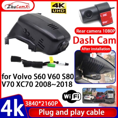 Plug and Play 4K Wifi Dash Cam Camera for Volvo S60 V60 S80 V70 XC70 2008~2018