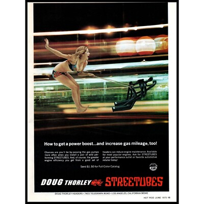 1975 Doug Thorley Street Tubes Headers Vintage Print Ad Blonde Bikini Wall Art