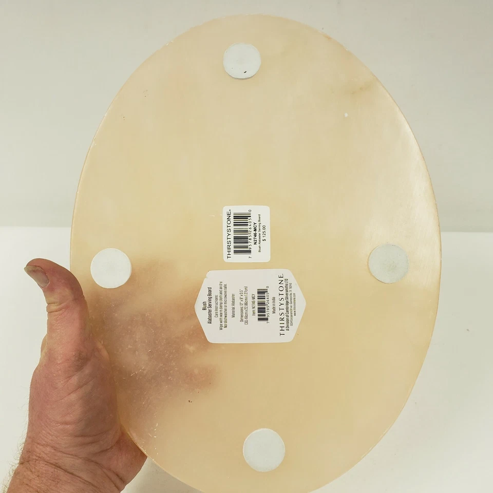 Tábua de servir alabastro genuína rosa blush por Thirstystone 12" x 9" oval - Imagem 3 de 4