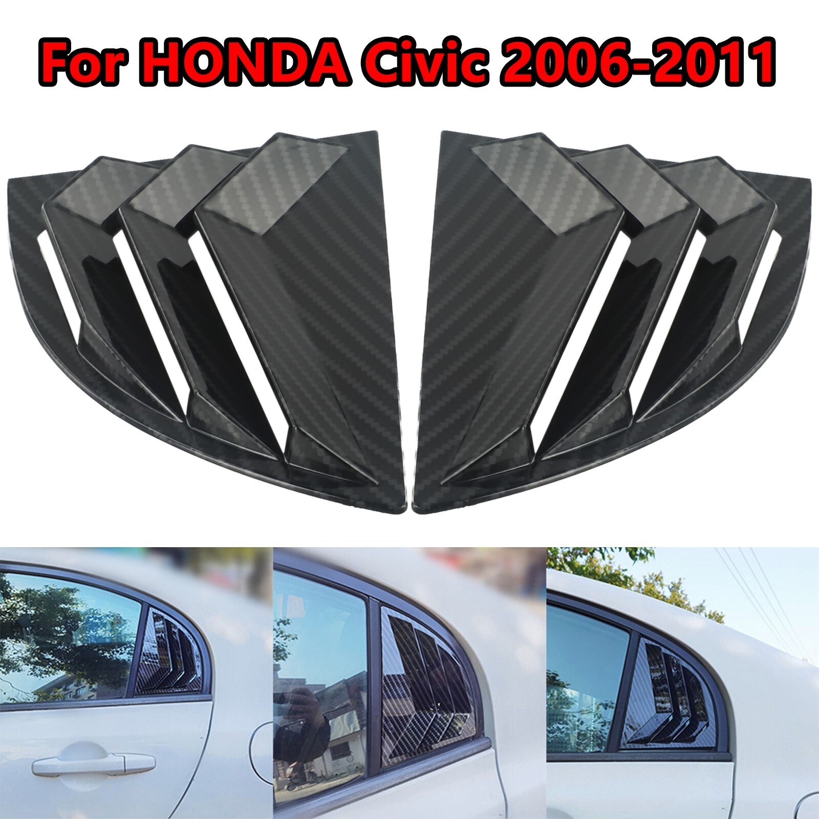 Premium Carbon Fiber Side Vent Scoop Louvers for For HONDA For Civic