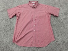 Paul Fredrick Button Up Shirt Mens 17.5 Short Sleeve Easy Care Striped Casual