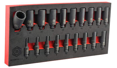 19 Stück 3/8'' Dr. Deep Bi-Hex/12-Point Impact Steckschlüsselsatz - Britool Hallmark