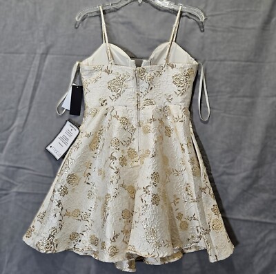 City Studio Skater Dress Size 9 Off White Gold Floral Side Pockets Macy's  NEW | eBay