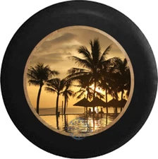 Tropical View Print for Jeep Camper Wrangler Leather Tire Cover