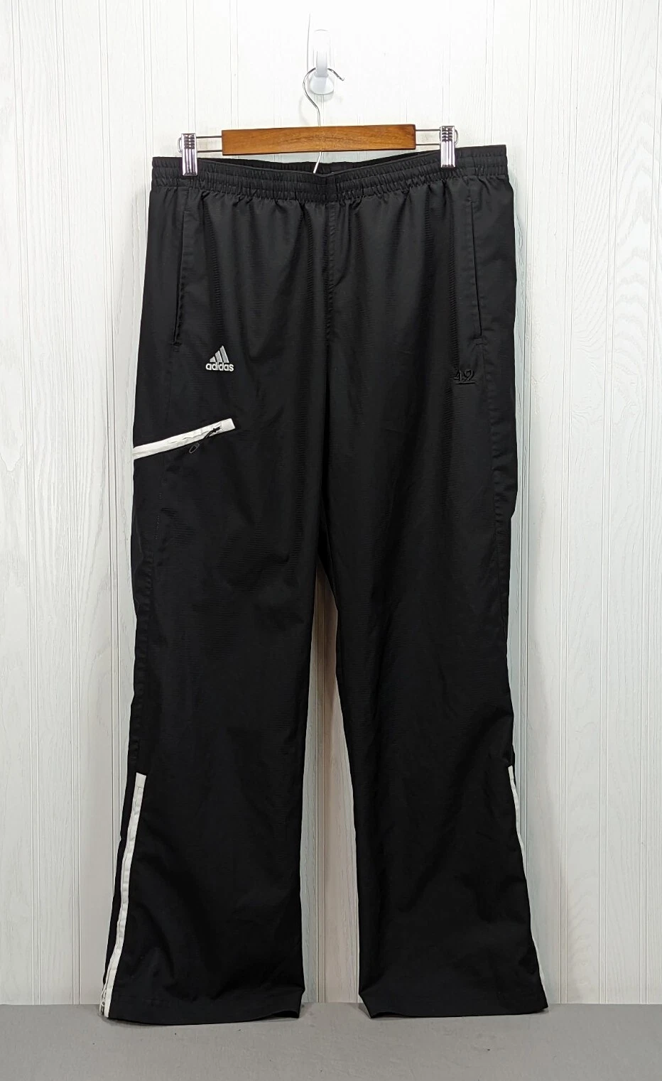 Adidas Men's Climalite Athletic Track Pants Pockets Black Zipper Legs Size Large