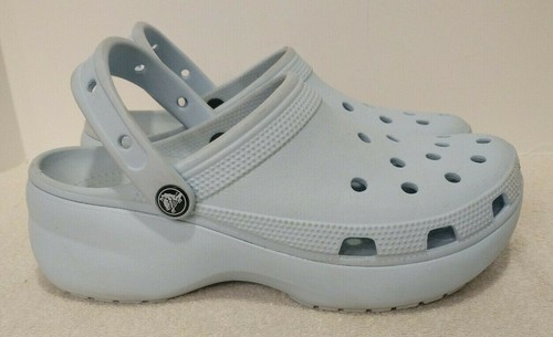 light blue platform crocs