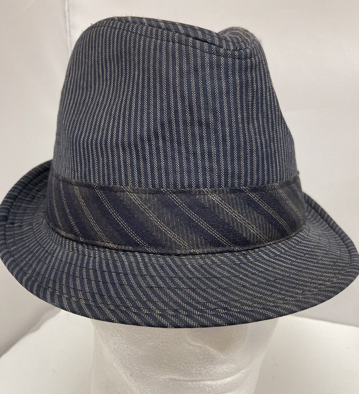 Daniel Cremieux Navy Blue Striped Fedora Hat for Men Size S/M