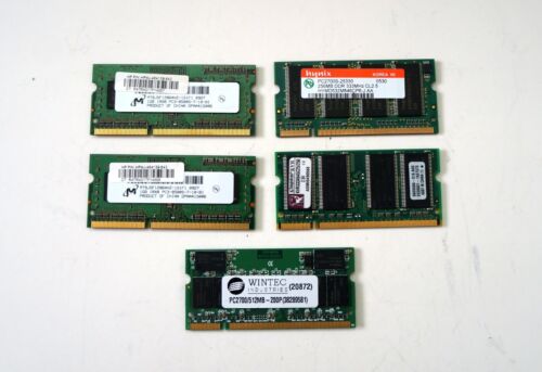 LOT DE 5 * * 1 Go + 1 Go + 512 Mo + 256 Mo + 256 Mo * DDR3L / PC3L-12800S SODIMM Laptop RAM - Photo 1/6