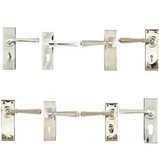 From The Anvil Door Lock Lever Handles Latch Set Polished Nickel