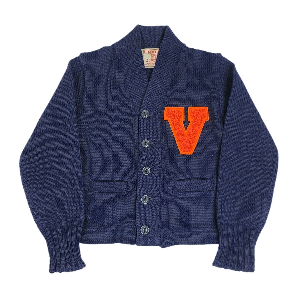 NOS VTG 50s Champion Knitwear Running Man UVA Wool Letterman