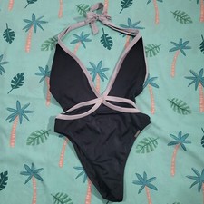 FREE SOCIETY Swim Suit Black Size 6 UK Swimming Costume One Piece Halter