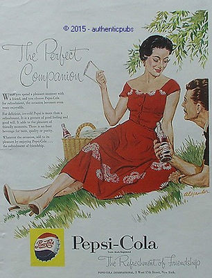 REKLAME PEPSI COLA SODA LE PERFECT AMI VON 1956 FRANZÖSISCH AD PUB ENGLISCH VINTAGE