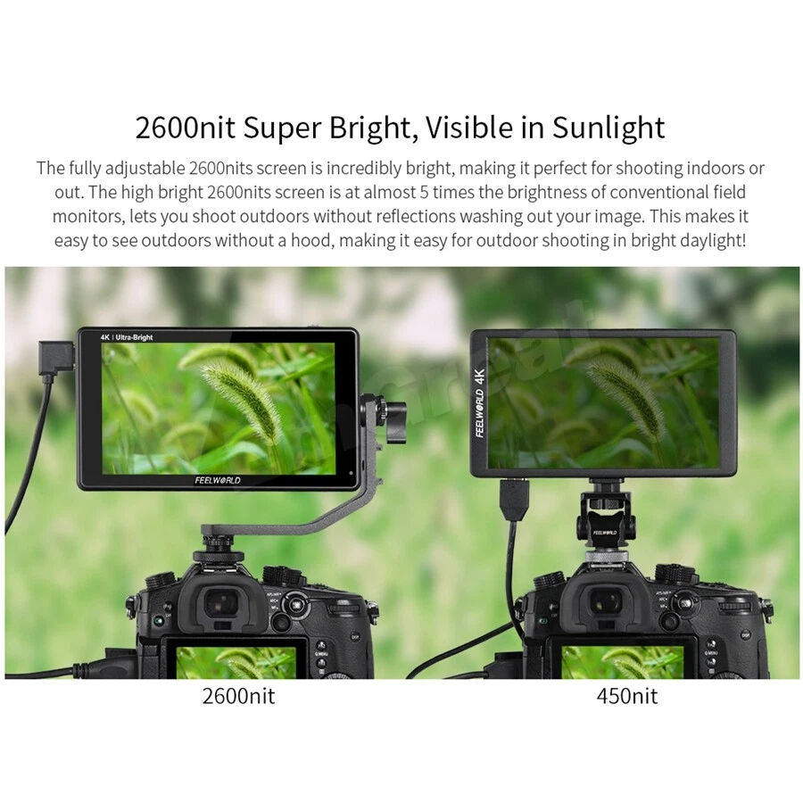 DHL FEELWORLD LUT6  6" 2600nits HDR/3D LUT HDMI Field Monitor 4K for DSLR Camera - Image 3 of 4
