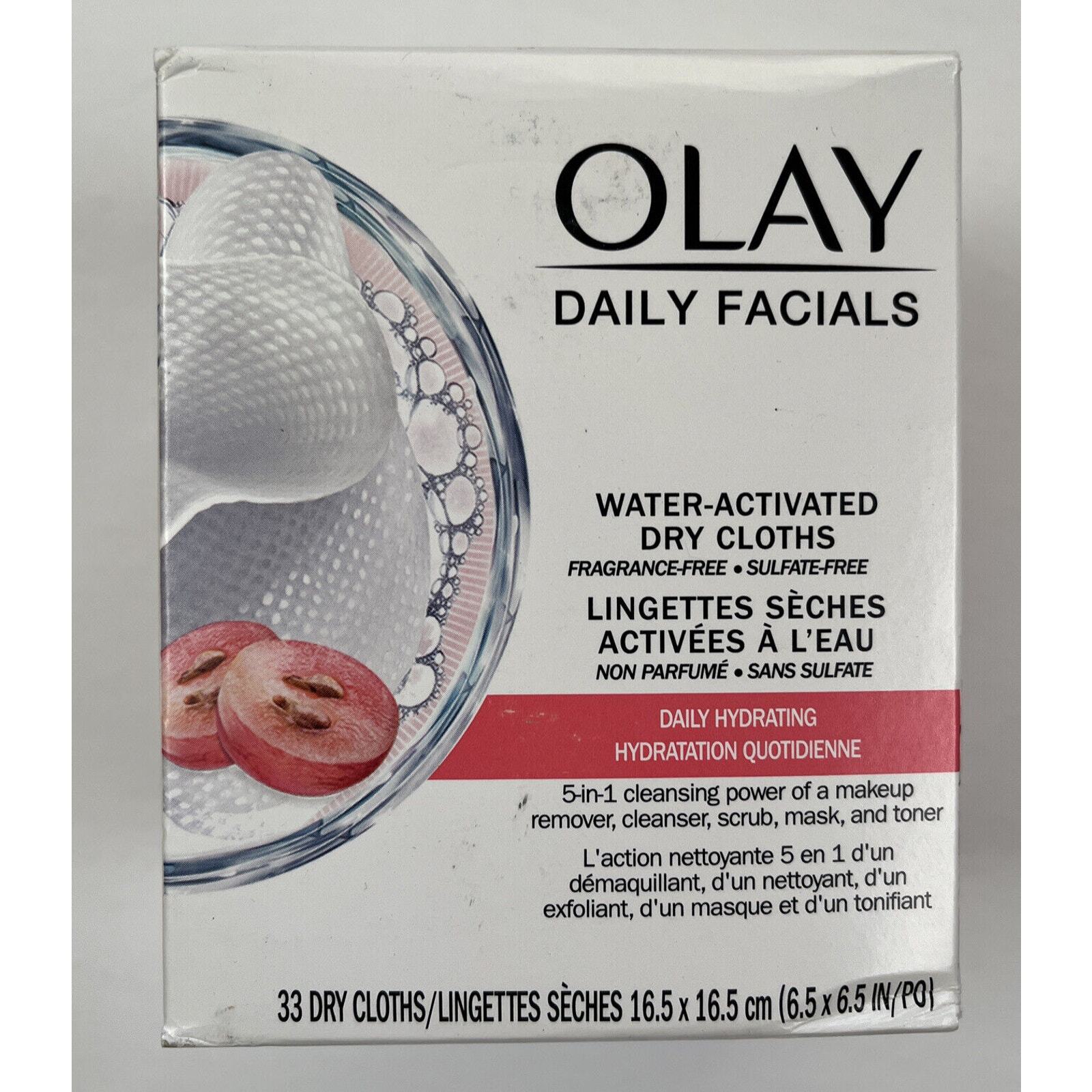 Olay Hydrating 5-in-1 Fragrance-Free Daily Facial Dry Cloths 33ct-image