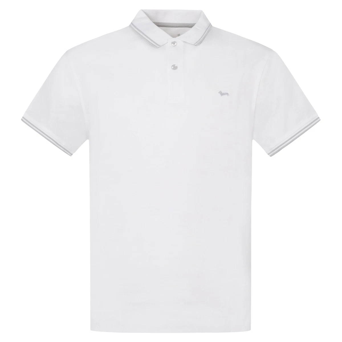 Harmont Blaine Polo bianca manica corta con piping a contrasto