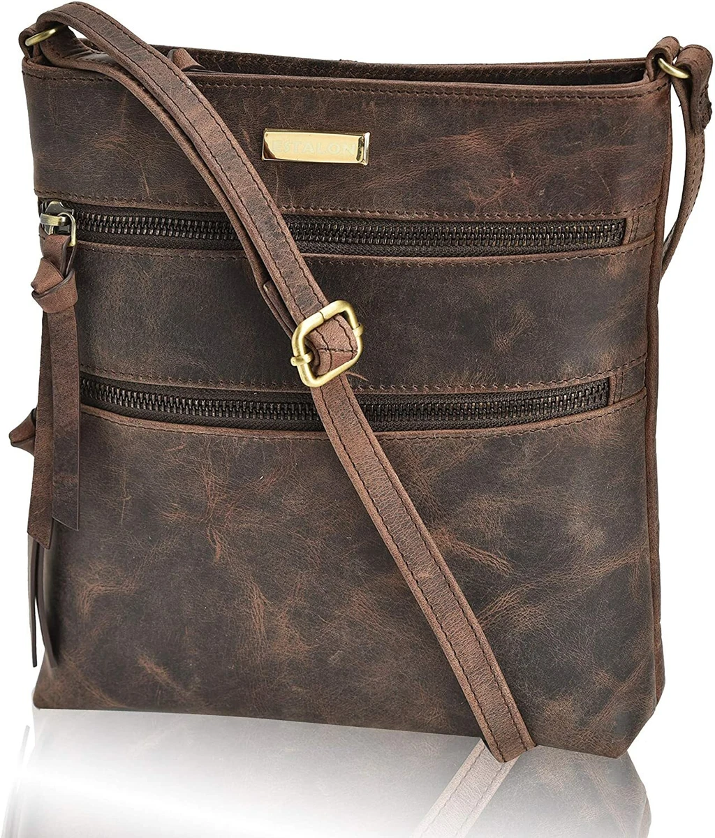 Leather Crossbody Purse for Women Small Crossover Cross Body Bag Long Over the