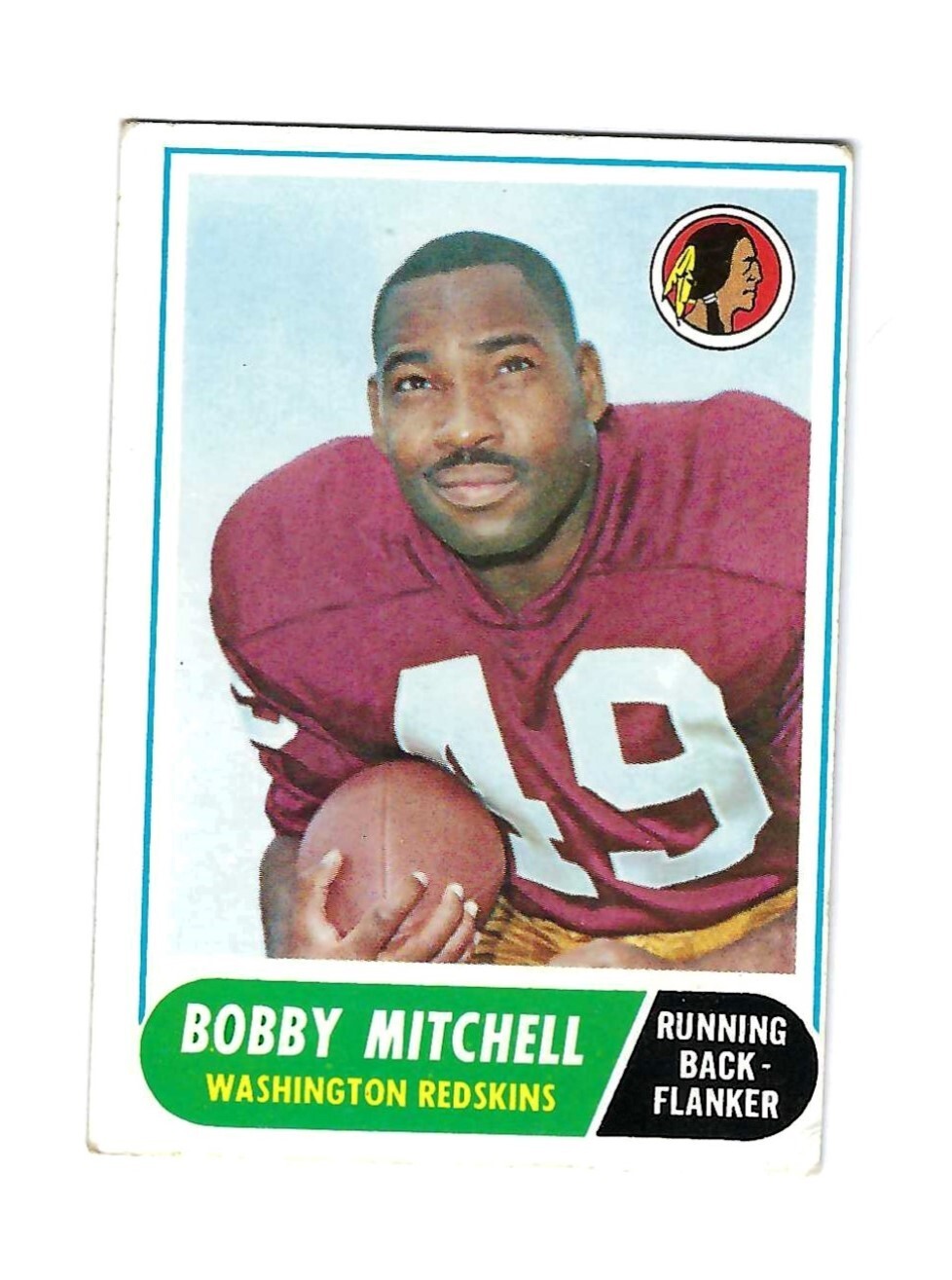 1968 Topps BOBBY MITCHELL Washington Redskins Card #35 HOF