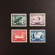 ÖSTERREICH 1933 / SKI-WELTMEISTERSCHAFT, SERIE MIT 4 UNBESCHÄDIGTEN WERTEN POSTFRISCH **
