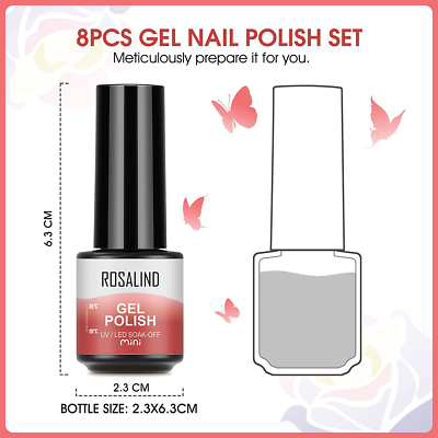 ROSALIND UV Nagellack Set – 6 Farben Inkl. Weiß, Schwarz, Rot, Glitter, Für UV/LED-Lampe, Langlebig Bis 21 Tage