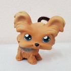 Littlest Pet Shop Lps Hasbro Figure - #6 Brown Shih Tzu Yorkie Dog W/ Hair