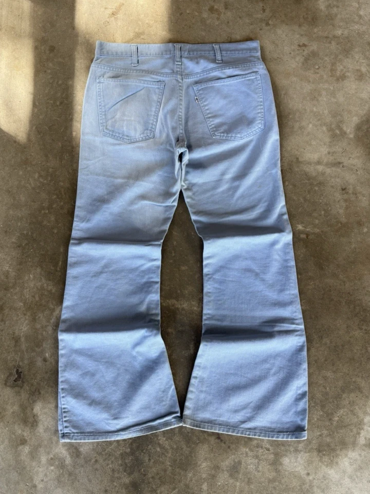 Pantalones acampanados vintage años 70 Levi’s bebé azul garra 42 cremallera talla 34x30 Foto 2 de 4